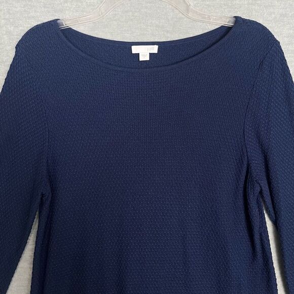 J. Jill Knit Sweater Tunic Women's Small Blue Cotton Rayon Textured Long Sleeves - Picture 2 of 11